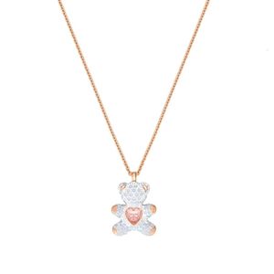 Swarovski Ketting Designer Dames Originele Kwaliteit Teddybeer Ketting Damesmode Roze Diamant Minimalistische Sleutelbeenketting Trend