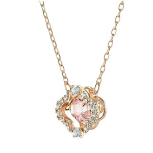 Swarovski Ketting Designer Dames Originele Kwaliteit Kettingen Hoge kwaliteit Dames Hart Roze Diamant Bloem Klaver Sleutelbeenketting Vrouwelijk