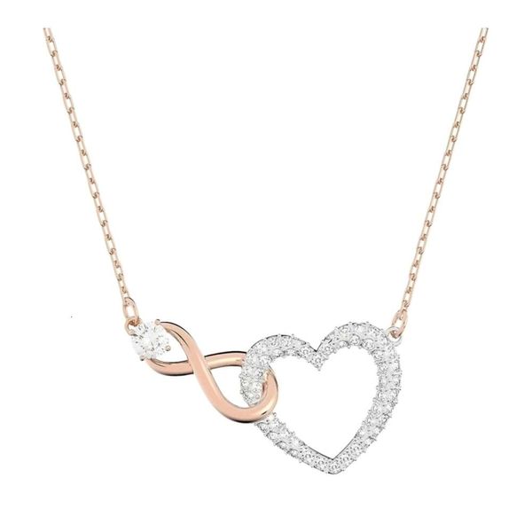 Collier Swarovski de styliste pour femmes, pendentif de qualité originale, bijoux en forme de cœur, colliers et Bracelets en or Rose