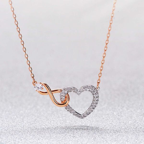 Collier Swarovski Designer Femmes Top Quality Luxury Fashion Pendant Rose Gold Eternal Love Collier Femelle Hironde