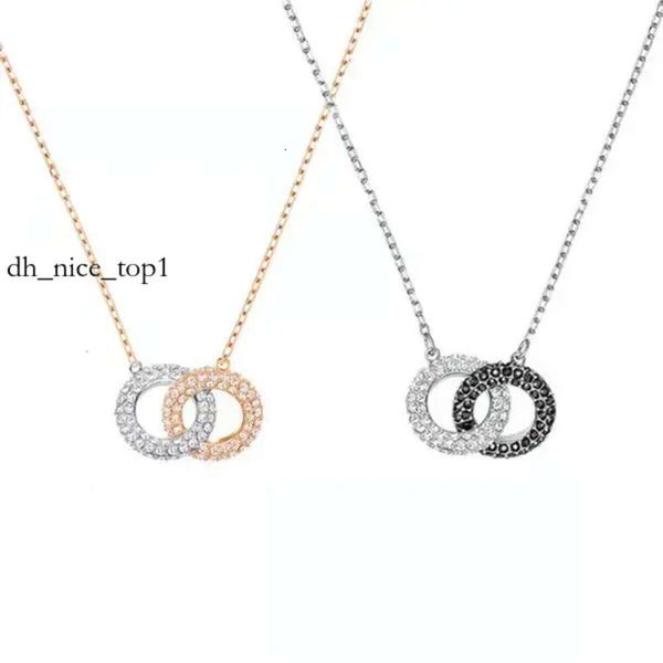 swarovski necklace Mode de luxe femmes haute édition beignet Double anneau chaîne collier élément cristal collier chaîne 937 swarovski necklace