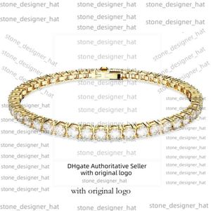 Swarovskis Bracelet Designer Jewels de qualité originale Femme Femme Single Row Diamond avec éléments Crystal Simple et Meticule 83BA