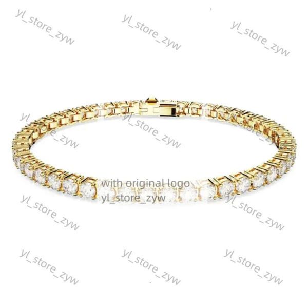 Swarovskis Bracelet Designer Jewels de qualité originale Femme Femme Single Row Diamond avec éléments Crystal Crystal EECA Simple et méticuleux