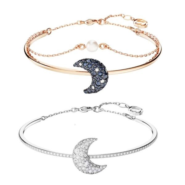 Pulseira Swarovskis Designer Jóias Qualidade Original Luna Moon Pearl Pulseira Para Mulheres Usando Elemento Cristal Brilhante Luz Lua Pulseira