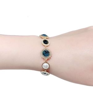 Swarovskis Bracelet Designer Luxe Mode Femmes Qualité Originale Nouveautés Palais Baroque Vent Bleu Bracelet Perle Personnalisée