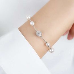 Swarovskis Bracelet Designer Femmes de qualité Original Fashion Luxury Crystal Simple Full Diamond Pearl Bracelet Womens Sweet Pearl Bubble Magnetic Budle Bracelet