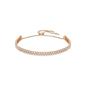 Swarovskis Bracelet Designer Femmes Qualité Originale Charme Bracelets Double Couche Plein Diamant Rond Tirant Bracelet Avec Élément Cristal