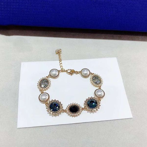 Swarovskis Bracelet Designer Femmes de qualité Original Qualité Luxury Fashion Baroque Palais Bracelet bleu vent Bracelet Feme Feme Perle Crystal ne s'estompera jamais