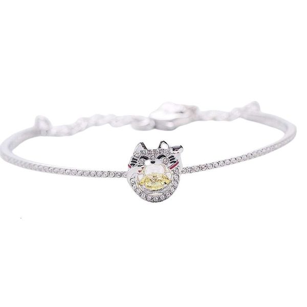 Swarovskis – Bracelet de styliste pour femmes, Original, qualité, porte-bonheur, cœur, chat porte-bonheur, élément féminin, cristal