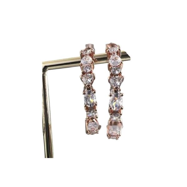 Swarovskis-pendientes de joyería de diseñador para mujer, aretes perforados con círculos de plata y oro rosa, originales, de alta calidad