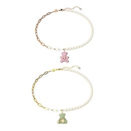 Swarovskis ketting Designer juwelen Originele kwaliteit Teddy-serie Nieuwe Smart Bear-ketting Dames vol diamanten splitketting Parelelement Teddybeer