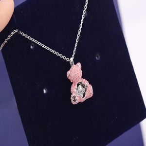 Swarovskis ketting designer juwelen originele kwaliteit schattige volledige diamanten teddybeer voor vrouwen zwaluwelementen kristallen halsbandketting met doos