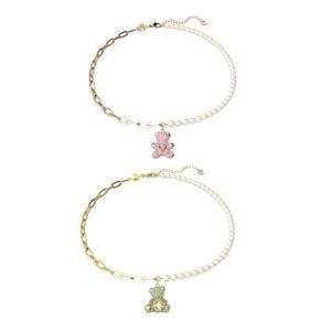 Swarovskis kettingontwerper Juwelaar Juwelen Oorspronkelijke kwaliteit Teddy -serie Nieuwe Smart Bear Dames Full Diamond Splice Pearl -element