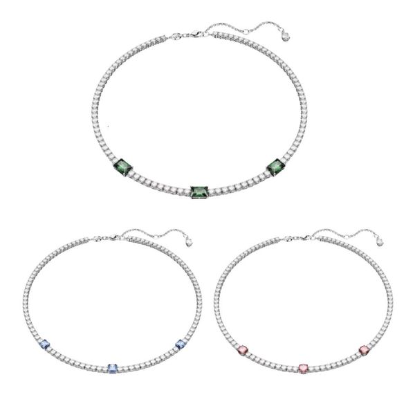 Collier Swarovskis Bijoux de créateur Collier de tennis Matrix de qualité originale pour femme utilisant une chaîne de clavicule simple et exquise en cristal d'élément pour femme