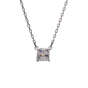 Swarovskis Ketting Designer Dames Originele Kwaliteit Hanger Kettingen Hoog Vierkant Enkele Diamanten Ketting Vrouwelijk Element Kristal Vierkant Sleutelbeenketting Vrouwelijk