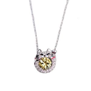 Swarovskis Collier Designer Femmes Original Qualité Pendentif Colliers Battant Coeur Chanceux Chat Collier Femelle Élément Cristal Chanceux Chat Collier Chaîne