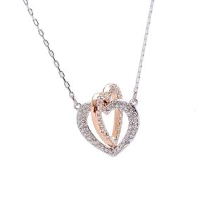 Swarovskis ketting ontwerper vrouwen originele kwaliteit kettingen hart tot hart bijpassende dubbele hart ketting vrouwelijk element kristal liefde kraag ketting