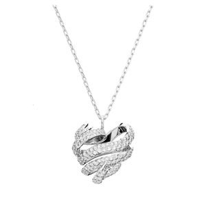 Swarovskis ketting ontwerper vrouwen originele kwaliteit kettingen nieuwe spiraal volledige diamant liefde ketting hart boog hart kristal kraag ketting