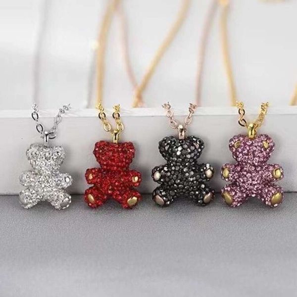 Collier swarovskis Designer Femmes Fashion de luxe de qualité originale Collier d'ours en peluche en peluche en peluche full