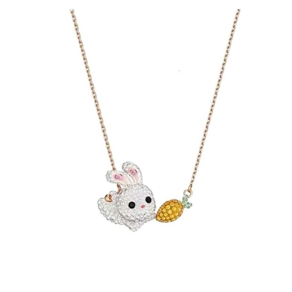 Swarovskis Collier Designer Femmes Original Qualité Colliers De Luxe Mode Le Lapin Mignon Clavicule Chaîne Lapin Radis Simple Mignon Cadeau