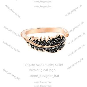 Swarovskis Ring Designer Jewels Original Quality Mysterious Feather Ring voor vrouwen met behulp van Crystal Opening verstelbare verenring voor vrouwen 936F