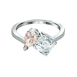 Swarovskis anneaux designer bijoux femmes anneau de bande de haute qualité originale anneau de pêche au cœur pêche carré