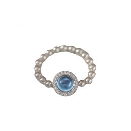 Swarovskis – bagues de styliste pour femmes, bagues originales de qualité, nouvelle bague en perles bleu mer pour femmes, avec élasticité, cadeau de luxe léger