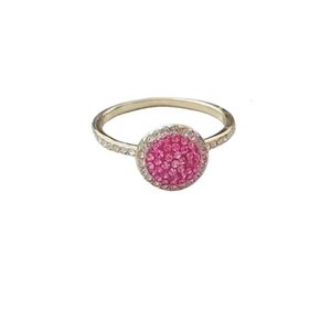 Swarovskis Ringen Designer Dames Originele Kwaliteit Bandringen Kristal Romantische Kleurrijke Ronde Roze Diamanten Ring Schattig Roze Ijs