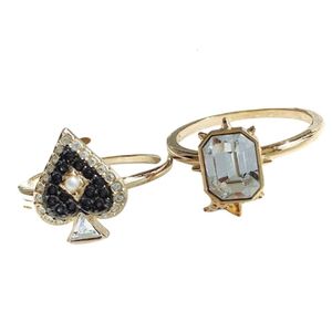 Swarovskis Ringen Designer Dames Originele Kwaliteit Bandringen Kristal Tarot Zwart Hart Ring Mysterieuze Spade Diamond