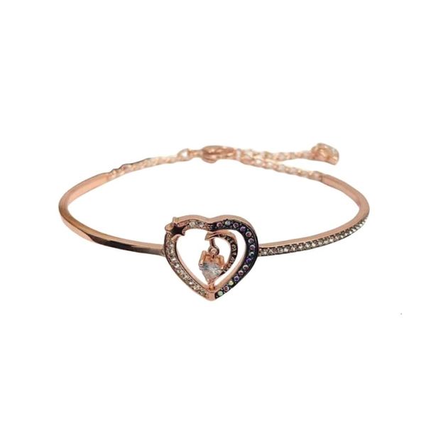 Swarovskiso Pulsera Diseñadora Mujeres de alta calidad Bangle Starry Night Honey Talk Pulsera con forma de corazón Elemento femenino Pulsera de corazón Cristal Hembra