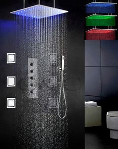 Ensemble de douche LED pour salle de bain Swash And Rain, 4 fonctions d'eau fonctionnent ensemble ou séparément, pomme de douche LED 20 pouces 3 couleurs 008-20QL-6MF