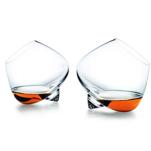 Sway Rotate Whisky Glass Crystal Liquor Glasses Copa de vino Cognac Brandy Snifter Cono Pie Whisky Tumbler Drop 231228