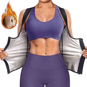 Zweet Enhancing Vest voor Women Workout Training Heat Trapping Rits Sauna Vest Afslanken Tank Top Compression Shirts Polymeer 211112