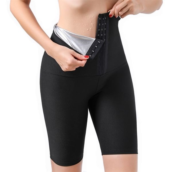 Sudor Sauna Pantalones Body Shaper Adelgazamiento Thermo Shapewear Shorts Cintura Entrenador Control de barriga Fitness Leggings Trajes de entrenamiento 211029