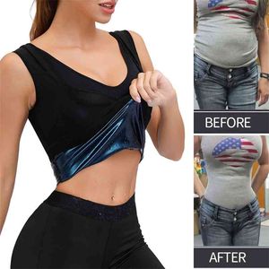 Sweat Sauna Vest pour femmes Body Shaper Taille Trainer Perte de poids Chemise brûlante de graisse Minceur Compression Premium Workout Débardeur 210402