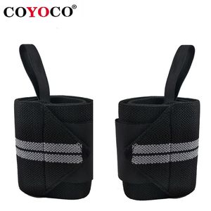 Bandeau anti-transpiration 1 paire Bandages réglables Bracelets d'haltérophilie Protège-poignet Support de renfort COYOCO Marque Sports professionnels Gris 230608