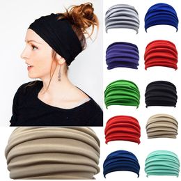 Banda para el sudor 1 UNID Cinta elástica colorida Tela ancha Deportes Antideslizante Elástico Hairband Fold Yoga Headwrap Banda para el cabello Turbante Accesorios para correr 230425