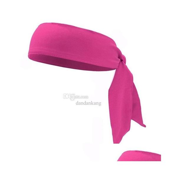 Banda para el sudor Moda Deportes Diademas para mujeres Hombres Color sólido Taekwondo Kung Fu Elástico Atar Nudo Banda para el cabello Correr Fitness Yoga Cabeza Otpdl