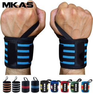 Bandeau anti-transpiration MKAS 1 paire de poignets Haltérophilie Gym Cross Training Fitness Rembourré Pouce Brace Sangle Power Hand Support Bar Wristband 230608
