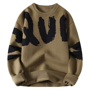 Pull épais tendance pour jeunes, pull tricoté avec grandes lettres, vêtements pour hommes, automne et hiver