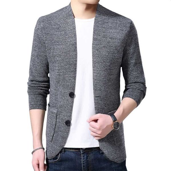 Suéter Cárdigan de lana para hombre de un solo pecho Estilo de color sólido simple Chaqueta de punto suelto Abrigo Tamaño asiático M-4XL 211008
