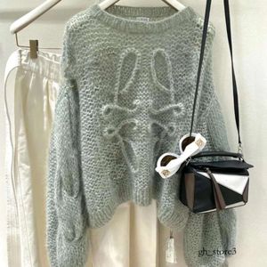 Sweater Designer Fashion Women's Sweaters Koreaanse mode lantaarn mouw zachte mohair o nek trui dames herfst en lente pullover lange gebreide bovenste loewees 122
