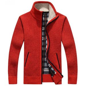 Suéteres para hombres Suéter Hombres Grueso Cálido Cardigan Cremallera Sueter Masculino Pull Mens Stand Collar Plus Terciopelo Sweter Otoño Invierno Abrigos