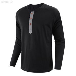 Suéter Top Skin-Touch Hombres Suéter Simple Corte 3D Elegante Botones Cuello Color sólido Profundidad Camisa L220801