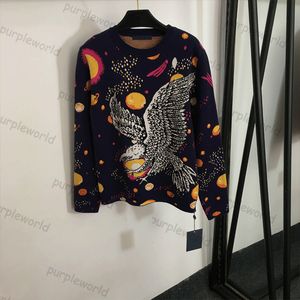 Sweater Unisex Fashion Eagle Star-patroon Ontwerp Ronde hals Trui met lange mouwen Top Pullover Knitwear