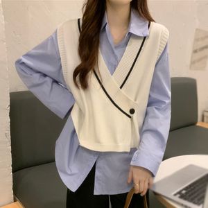 Gilet de pull pour les femmes à une taille en tricot de culture en tricot pull en couchage couche en V cou V