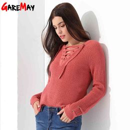 Trui Dames Pullover Lange Mouwen Gebreide Jumper Sexy Tops Winter Dames Sweaters Knitwear Trek Femme Hiver Garemay 210428