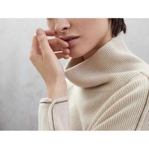 Sweater dames Europees modemerk half high nek kasjmier gebreide trui