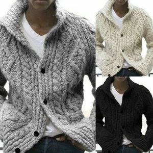 Sweaters 2021 Autumn en Winter Europees Amerikaanse vaste kleur gebreide jas heren Cardigan plus size trui