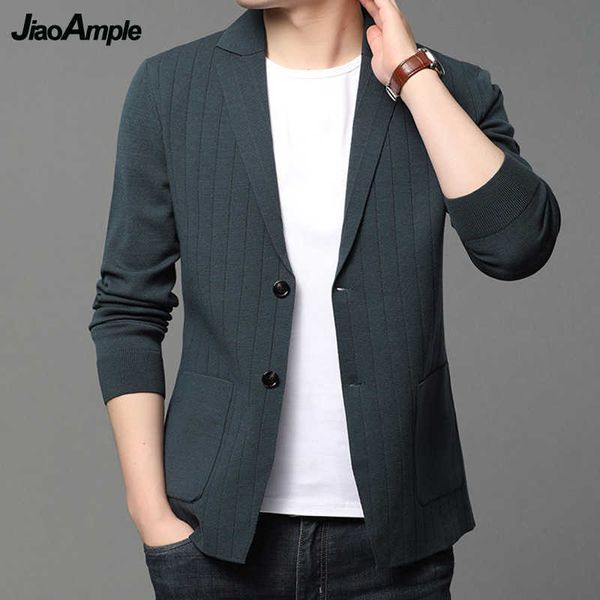 Pulls 2021 automne hiver hommes tricoté veste affaires qualité pull Cardigan homme solide à manches longues costume manteau mode Joker vêtements d'extérieur Y2210